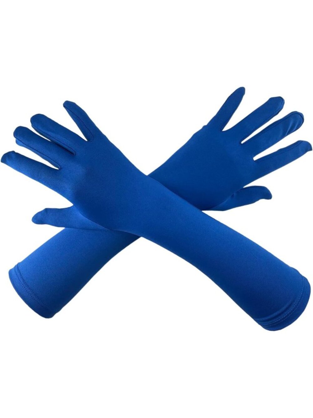Men's And Women's Blue 15'' Elbow Length 20s Stretchy Cosplay Costume Gloves